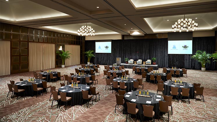 Grand Ballroom with round tables at Seminole Hard Rock Hollywood
